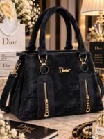 Luxury Top Handle Handbag With Zipper Accents