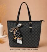 Checkerd Pattern Tote Bag With Scarf Accessory