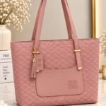 Patterned Handbag With Tassel Charm
