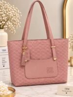 Patterned Handbag With Tassel Charm
