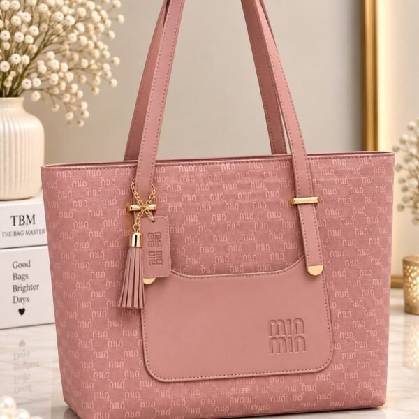Patterned Handbag With Tassel Charm