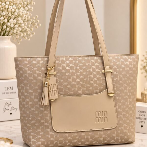 Patterned Handbag With Tassel Charm