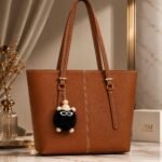 Structured Tote Bag With Cute Keychain Charm