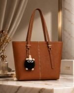 Structured Tote Bag With Cute Keychain Charm