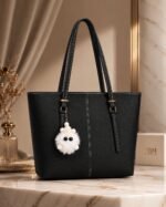 Structured Tote Bag With Cute Keychain Charm - Image 5