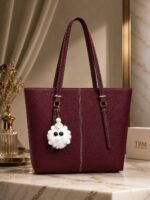 Structured Tote Bag With Cute Keychain Charm - Image 3