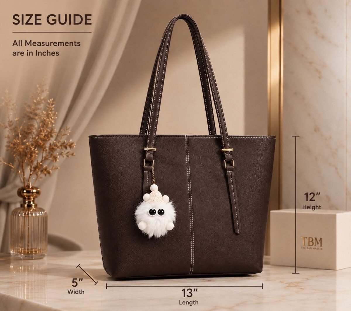 Structured Tote Bag With Cute Keychain Charm - Image 7