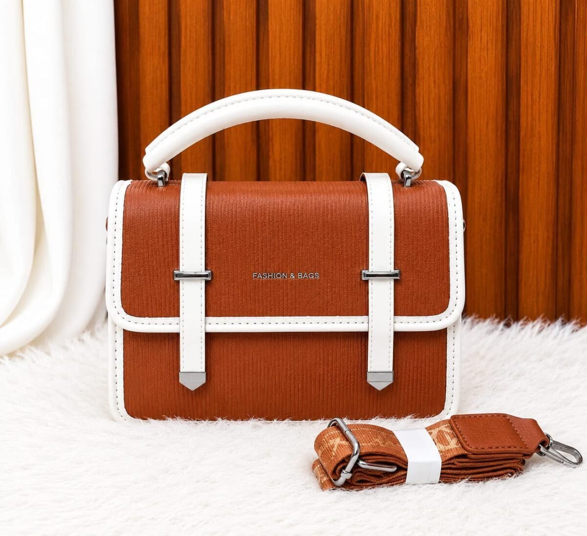 Structured Satchel Crossbody Bag With Detachable Strap