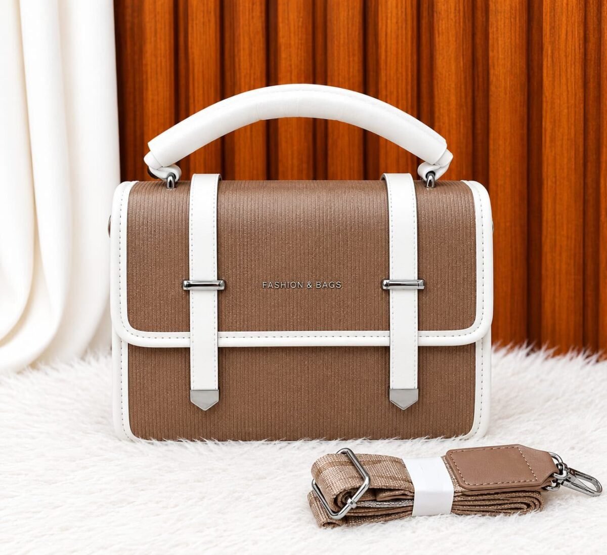 Structured Satchel Crossbody Bag With Detachable Strap