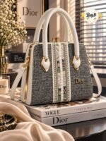 Embroidered Trim Structured Handle Bag With Detachable Strap - Image 2