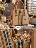 Embroidered Trim Structured Handle Bag With Detachable Strap - Image 4
