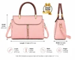 Top Handle Satchel Bag With Front Zipper Accent - Image 10