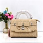 Marble Textured Crossbody Bag with Bow & Clover Charm Accent - Image 6