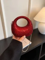 Rhinestone Sparkle Mini Crescent Evening Clutch Bag