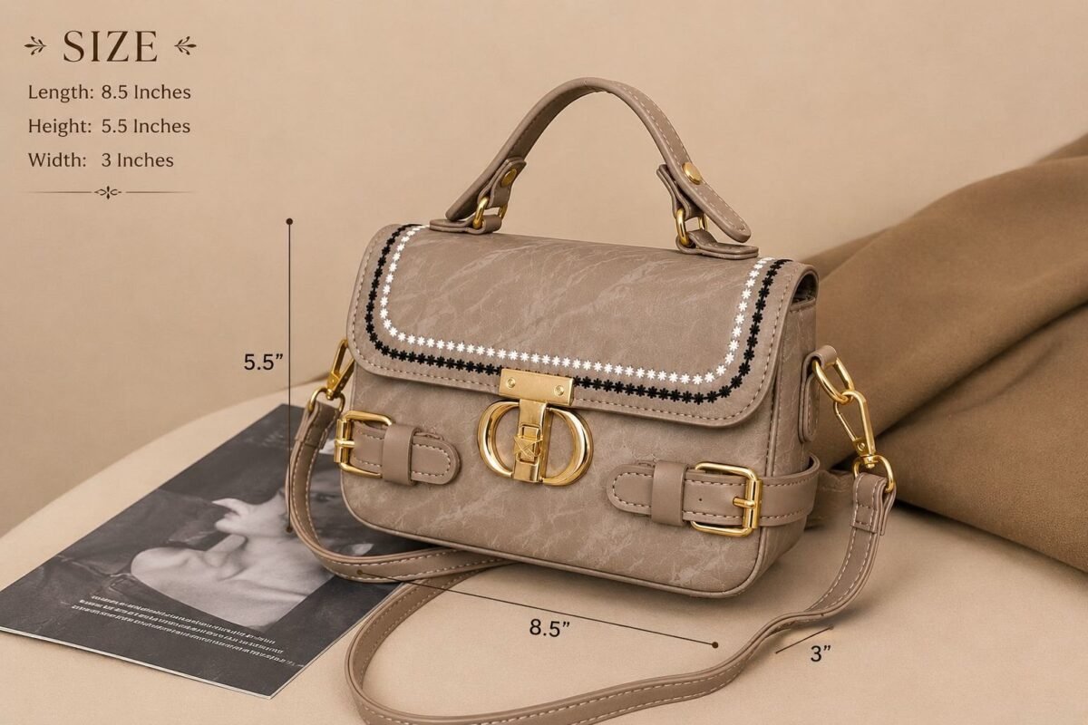 Embroidered Flap Satchel Crossbody Bag - Image 9