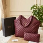 Luxury Quilted Shoulder Tote Bag Set with Matching Pouch