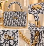 Box Clutch Handbag with Top Handle & Gold Chain Strap - Image 9