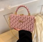 Box Clutch Handbag with Top Handle & Gold Chain Strap - Image 4