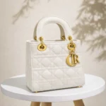 Cannage Quilted Patent Mini Handbag With Gold Charm