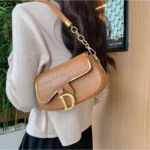Luxury Croco Pattern Saddle Shoulder Bag