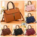 Top Handle Satchel Bag With Front Zipper Accent - Image 6