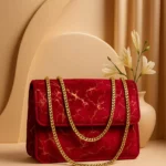 Luxury Velvet Branch Pattern Flap Shoulder Bag