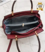Top Handle Satchel Bag With Front Zipper Accent - Image 4