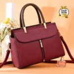 Top Handle Satchel Bag With Front Zipper Accent - Image 3