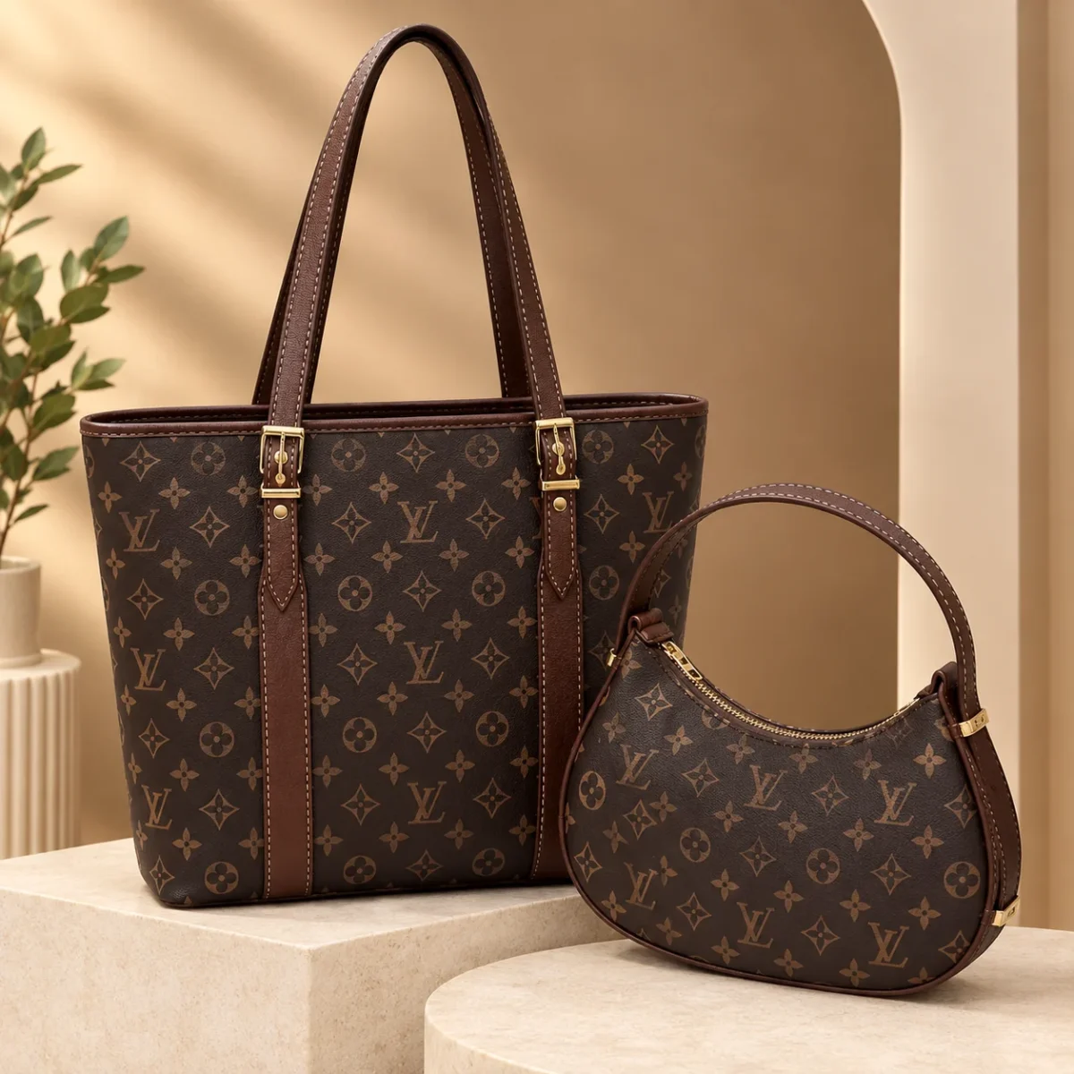 Premium Tote Bag And Mini Crescent Shoulder Bag Set - Image 2