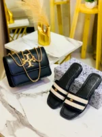 Flap Chain Crossbody Bag and Matching Slide Sandals Combo Set - Image 3