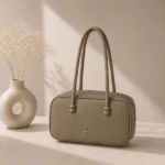 Textured Leather Bowling Bag with Long Shoulder Straps - Image 5
