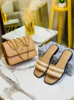 Flap Chain Crossbody Bag and Matching Slide Sandals Combo Set - Image 2
